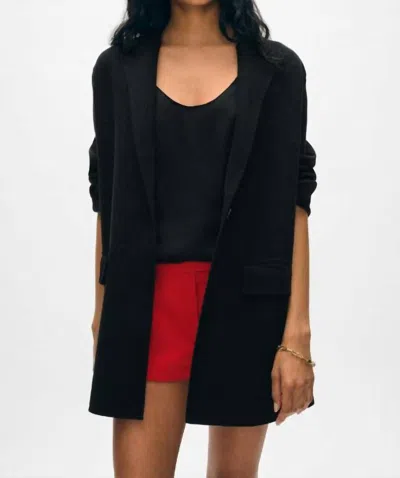 WHITE + WARREN SUPERFINE ORGANIC COTTON KNIT BLAZER IN BLACK
