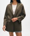 White + Warren Superfine Organic Cotton Oversized Blazer In Dark Sage In Multi