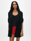 White + Warren Superfine Organic Cotton Oversized Blazer In Black In Black