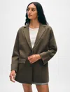 White + Warren Superfine Organic Cotton Oversized Blazer In Dark Sage In Dark Sage