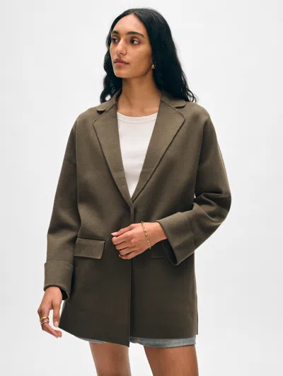White + Warren Superfine Organic Cotton Oversized Blazer In Dark Sage