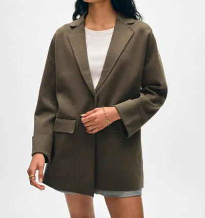 White + Warren Superfine Organic Cotton Oversized Blazer In Dark Sage In Green