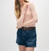 White + Warren Organic Cotton Ribbed Wide Cuff Top In Desert Pink In Multi