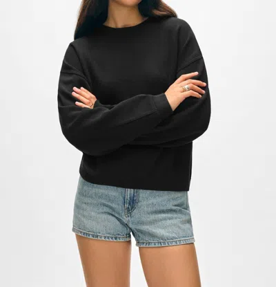 White + Warren Superfine Organic Cotton Sweatshirt In Black