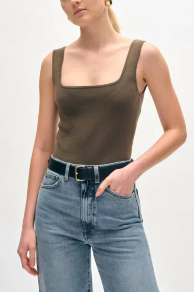White + Warren Superfine Organic Cotton Tank In Dark Sage In Multi