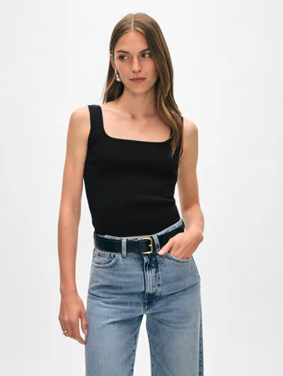 White + Warren Superfine Organic Cotton Tank Top In Black