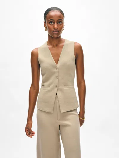 White + Warren Superfine Organic Cotton Waistcoat Top In Toasted Almond