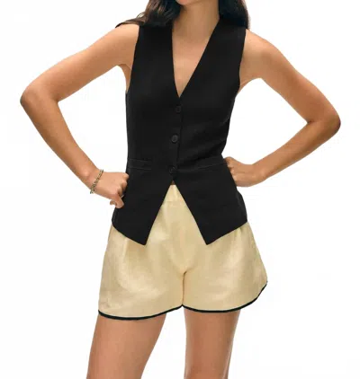 White + Warren Superfine Organic Cotton Waistcoat Vest In Black