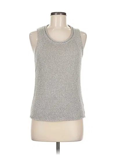 Pre-owned White + Warren Sweater Vest In Silver