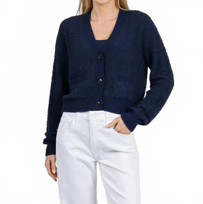 White + Warren Cashmere Button Cardigan Sweater In Deep Navy Blue