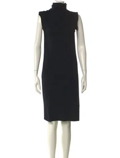 Pre-owned White + Warren Turtleneck Knee-length Dress In Black