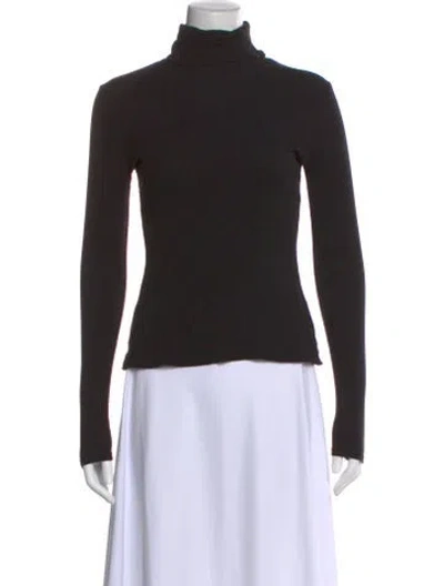 Pre-owned White + Warren Turtleneck Long Sleeve Top In Black