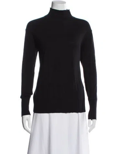 Pre-owned White + Warren Turtleneck Long Sleeve Top In Black