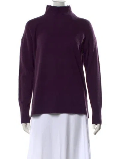 Pre-owned White + Warren Turtleneck Sweater In Purple