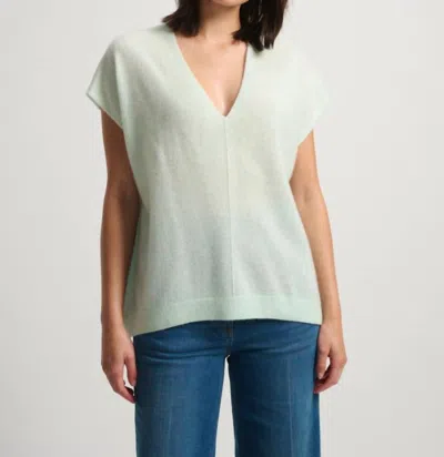 White + Warren V Neck Poncho Top In Seafoam Haze Heather In Blue