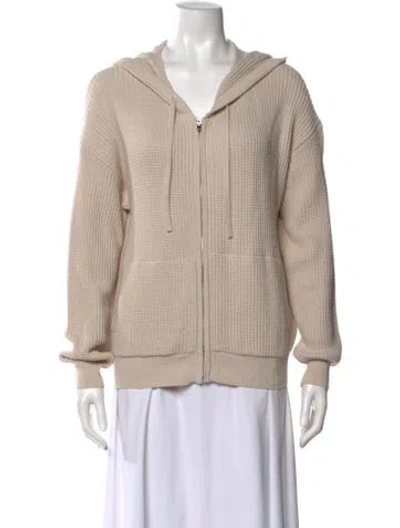 Pre-owned White + Warren V-neck Long Sleeve Hoodie In Neutral