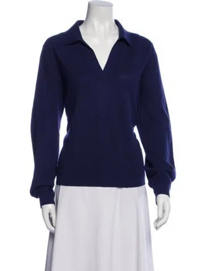 Pre-owned White + Warren V-neck Long Sleeve Sweatshirt W/ Tags In Blue