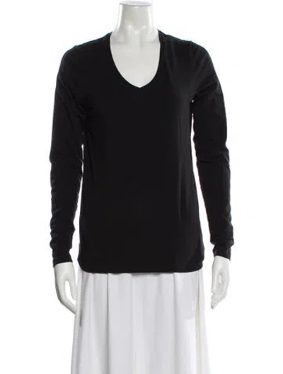 Pre-owned White + Warren V-neck Long Sleeve T-shirt In Gray