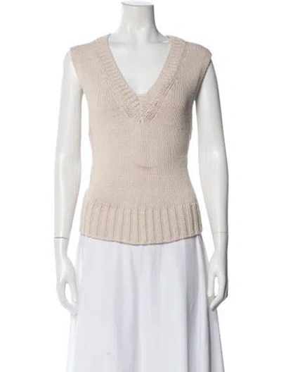 Pre-owned White + Warren V-neck Sleeveless Top