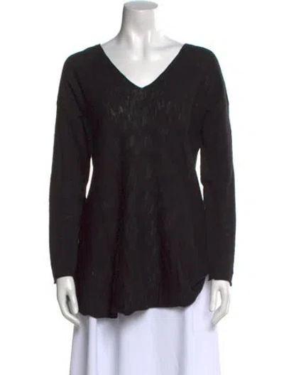 Pre-owned White + Warren V-neck Sweater In Black