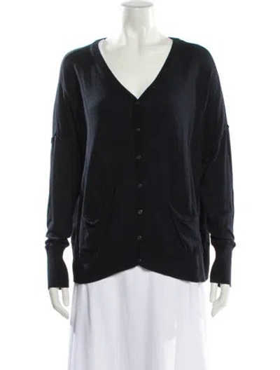 Pre-owned White + Warren V-neck Sweater In Black