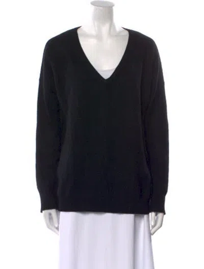 Pre-owned White + Warren V-neck Sweater In Black