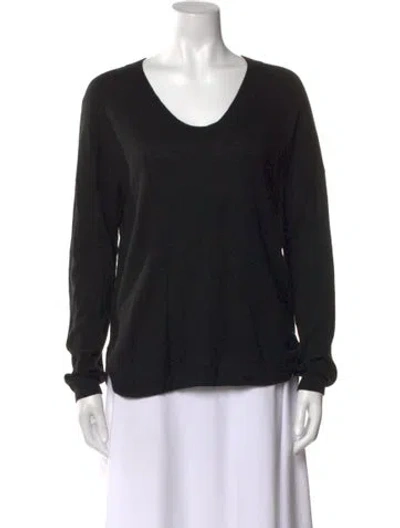 Pre-owned White + Warren V-neck Sweater In Black