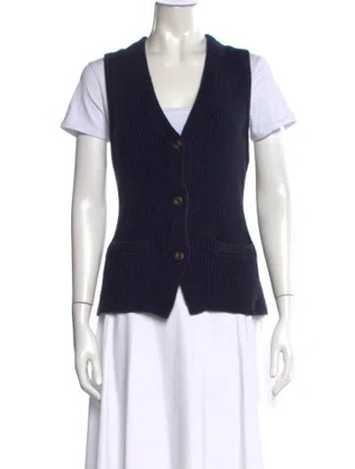 Pre-owned White + Warren V-neck Sweater In Black
