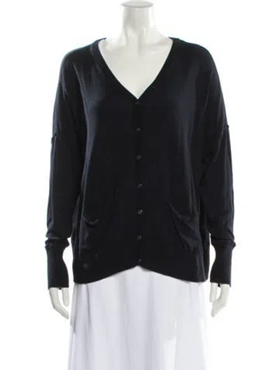 Pre-owned White + Warren V-neck Sweater In Black