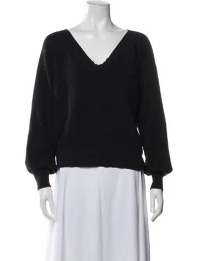 Pre-owned White + Warren V-neck Sweater In Black