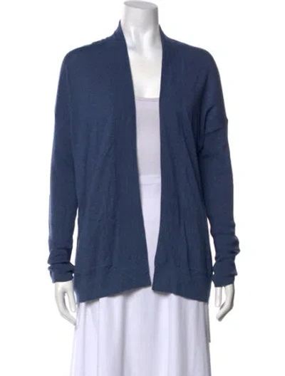 Pre-owned White + Warren V-neck Sweater In Blue