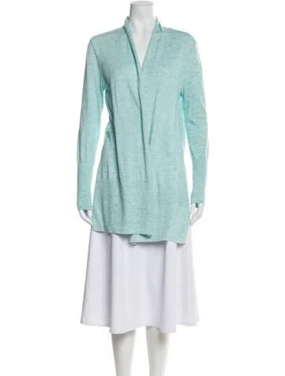Pre-owned White + Warren V-neck Sweater In Blue