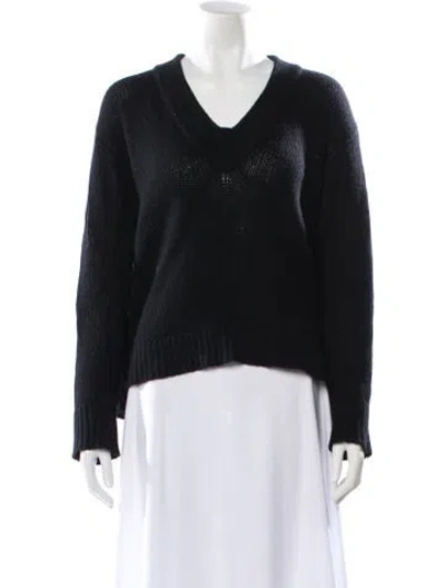 Pre-owned White + Warren V-neck Sweater In Blue