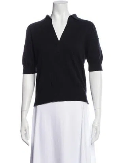 Pre-owned White + Warren V-neck Sweater In Blue