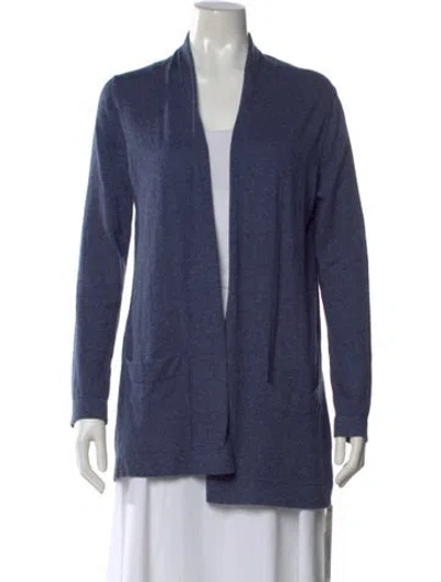 Pre-owned White + Warren V-neck Sweater In Blue