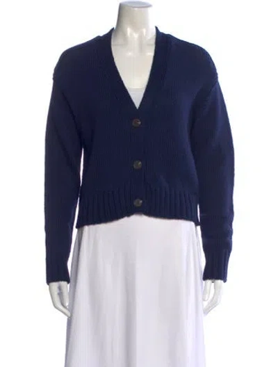 Pre-owned White + Warren V-neck Sweater In Blue
