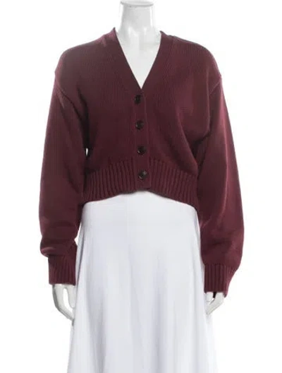Pre-owned White + Warren V-neck Sweater In Burgundy