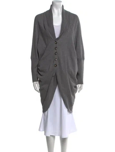 Pre-owned White + Warren V-neck Sweater In Gray