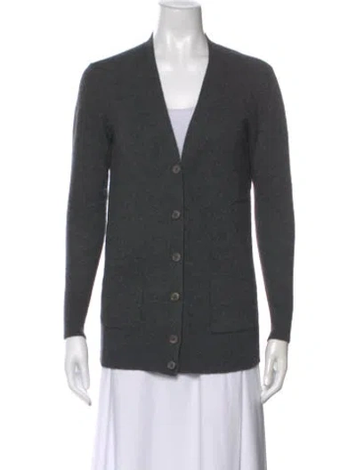 Pre-owned White + Warren V-neck Sweater In Gray