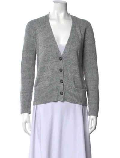 Pre-owned White + Warren V-neck Sweater In Grey