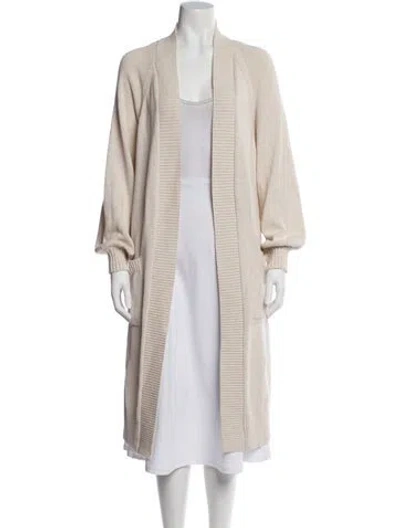 Pre-owned White + Warren V-neck Sweater In Neutral