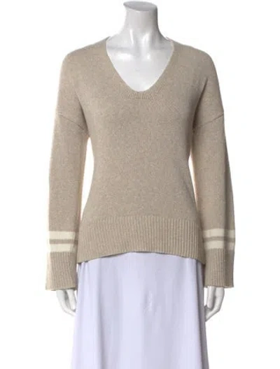 Pre-owned White + Warren V-neck Sweater In Neutral