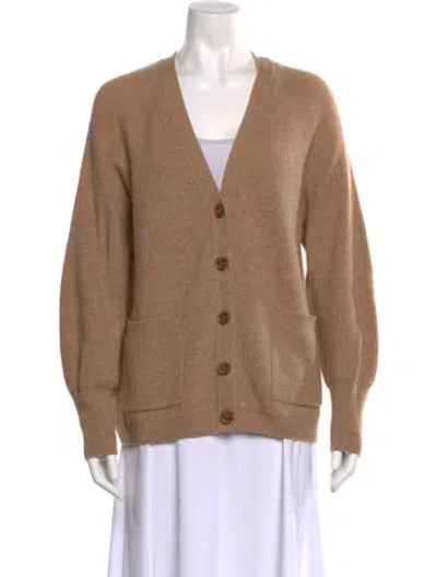 Pre-owned White + Warren V-neck Sweater In Neutral