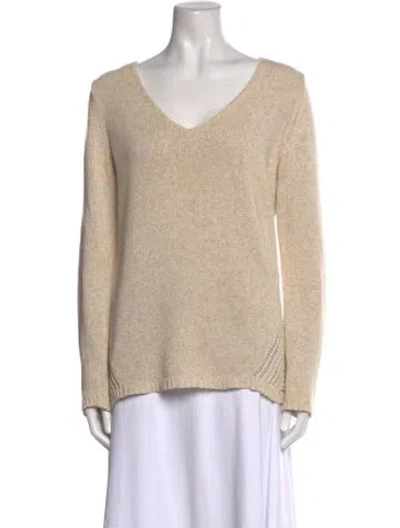 Pre-owned White + Warren V-neck Sweater In Neutral