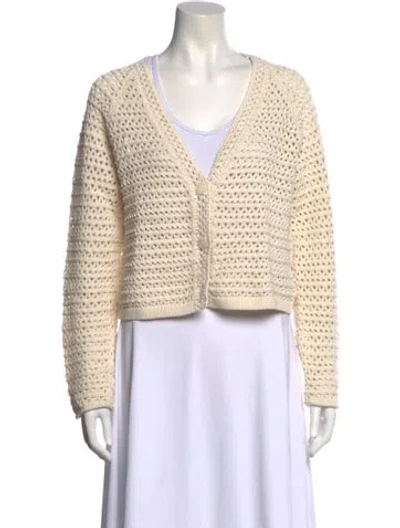 Pre-owned White + Warren V-neck Sweater In Neutral