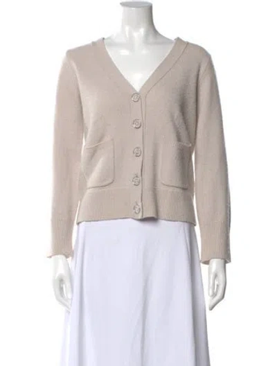 Pre-owned White + Warren V-neck Sweater In Neutral