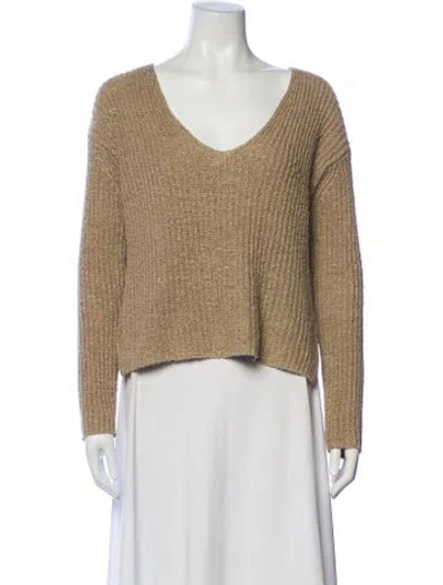 Pre-owned White + Warren V-neck Sweater In Neutral