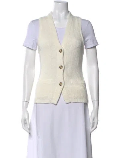 Pre-owned White + Warren V-neck Sweater In Neutral