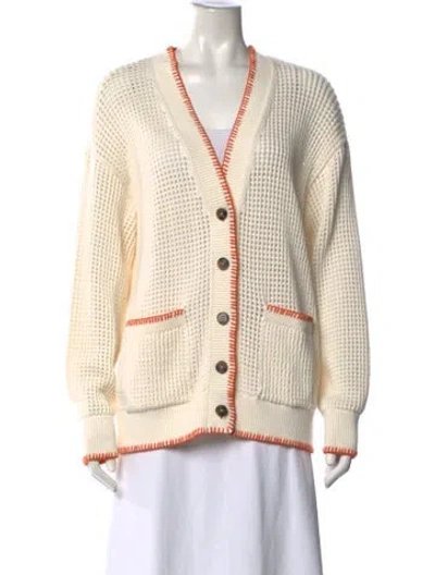 Pre-owned White + Warren V-neck Sweater In Neutrals