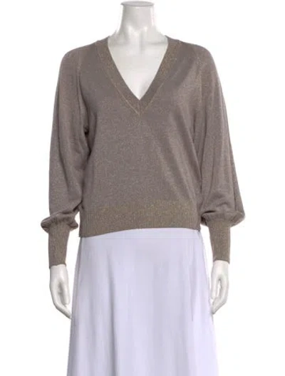 Pre-owned White + Warren V-neck Sweater W/ Tags In Gray